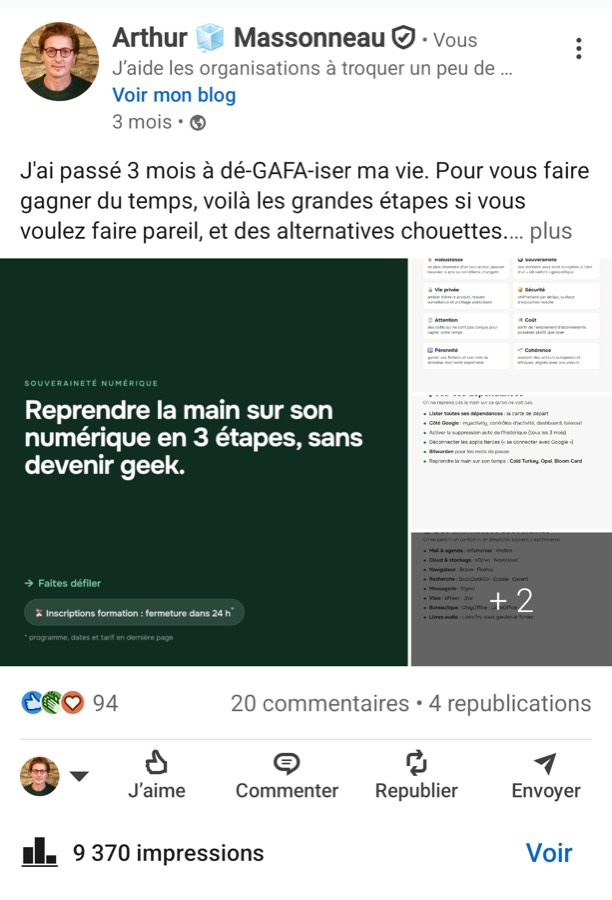 Post sur trois mois passés à dé-GAFA-iser ma vie