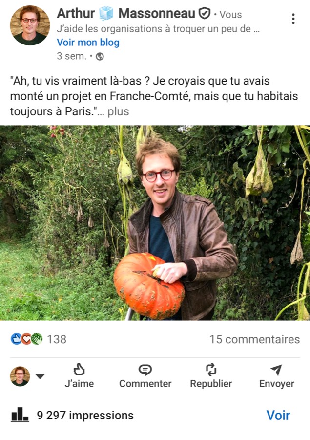 Post sur mon installation à la campagne en Franche-Comté